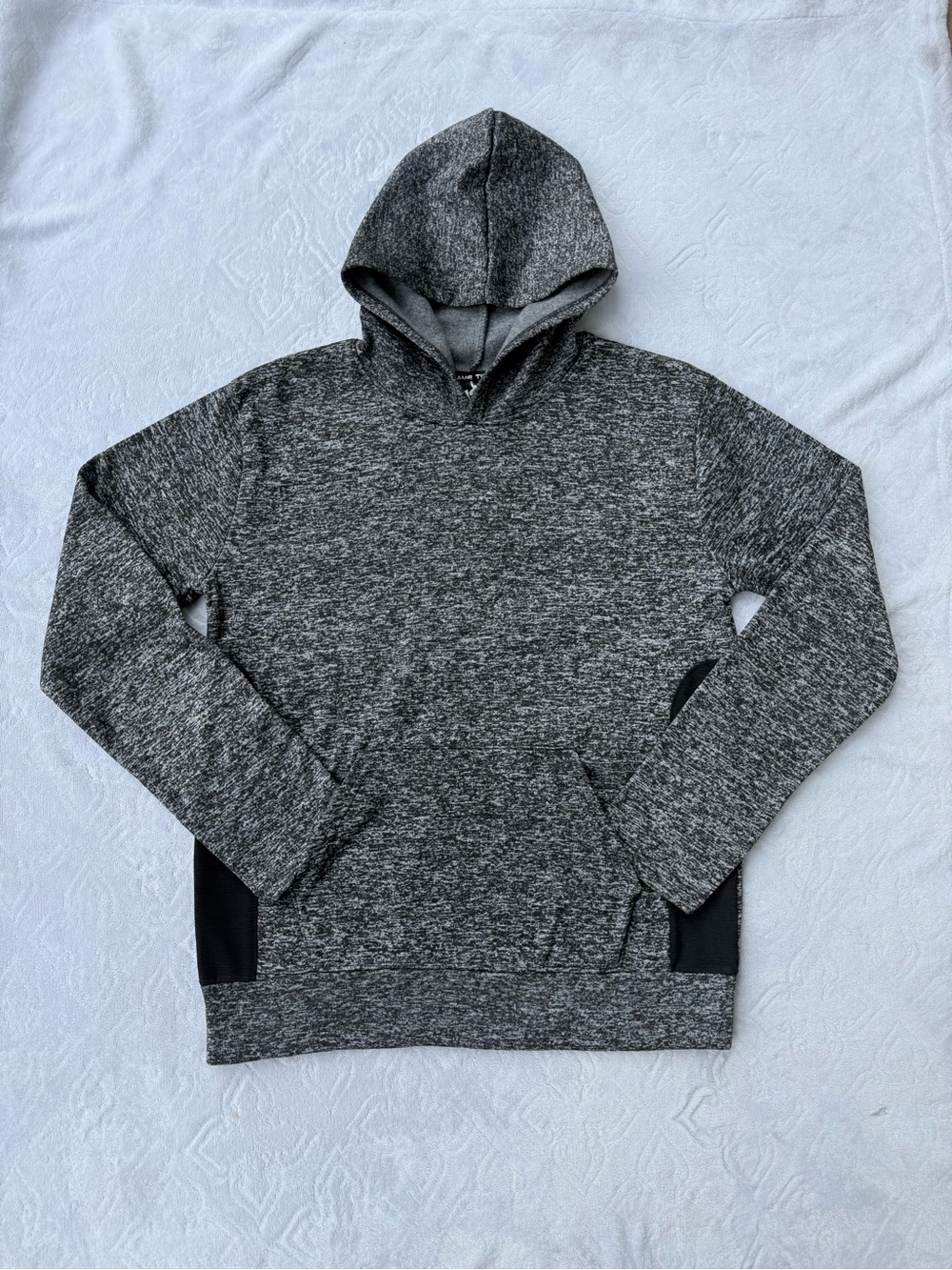 Game Time Men's Charcoal Heather Hooded Sweatshirt with Black Panels